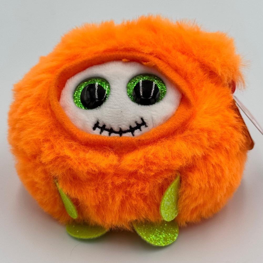 Ty Beanie Balls Griffin Orange Monster Plush Green Glitter Eyes with Tag